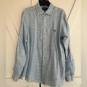 Daniel Cremieux Light Blue Linen Casual Button Down Shirt